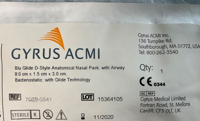 Gyrus ACMI 7089-0841 Blu Glide D-Style Nasal Pack ( 1 piece)