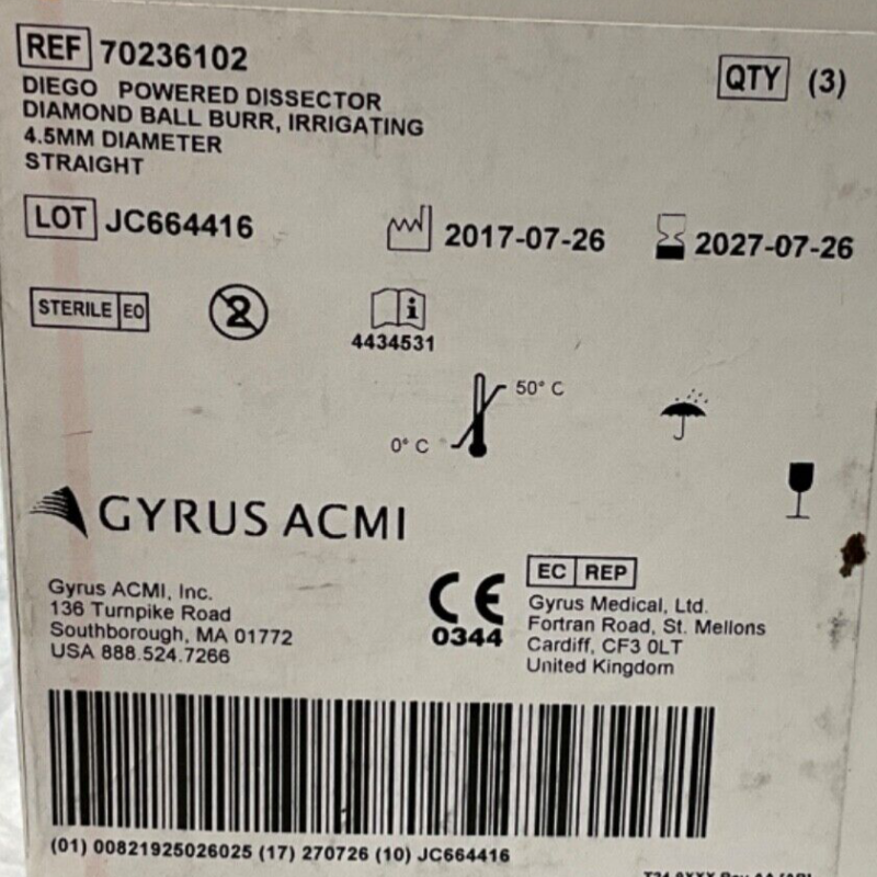 Gyrus ACMI 70236102 Powered Dissector Diamond Ball Burr 4.5 MM Diameter 2027