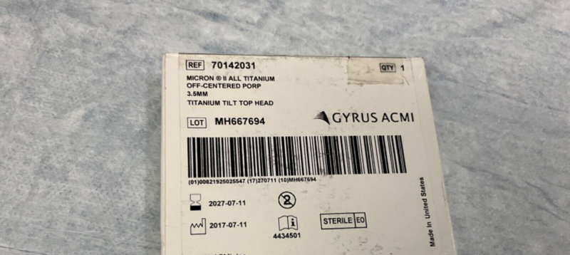 Gyrus ACMI 70142031 Micron II All Titanium 2027