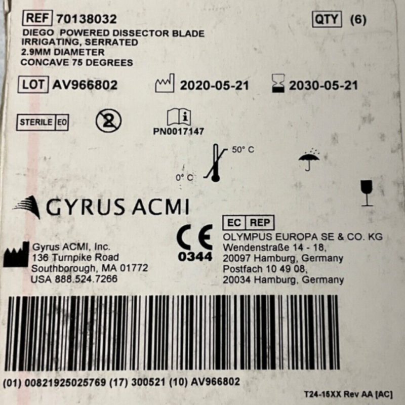 Gyrus ACMI 70138032 Powered Dissector Blade Irrigating 2.9 MM 2030 ( 1 Piece )