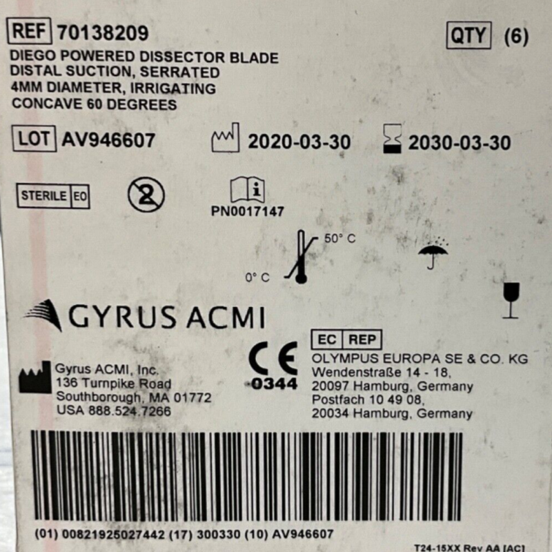 Gyrus ACMI 70138209 Powered Dissector Blade Distal Suction 4MM 2030 ( 1 Piece )