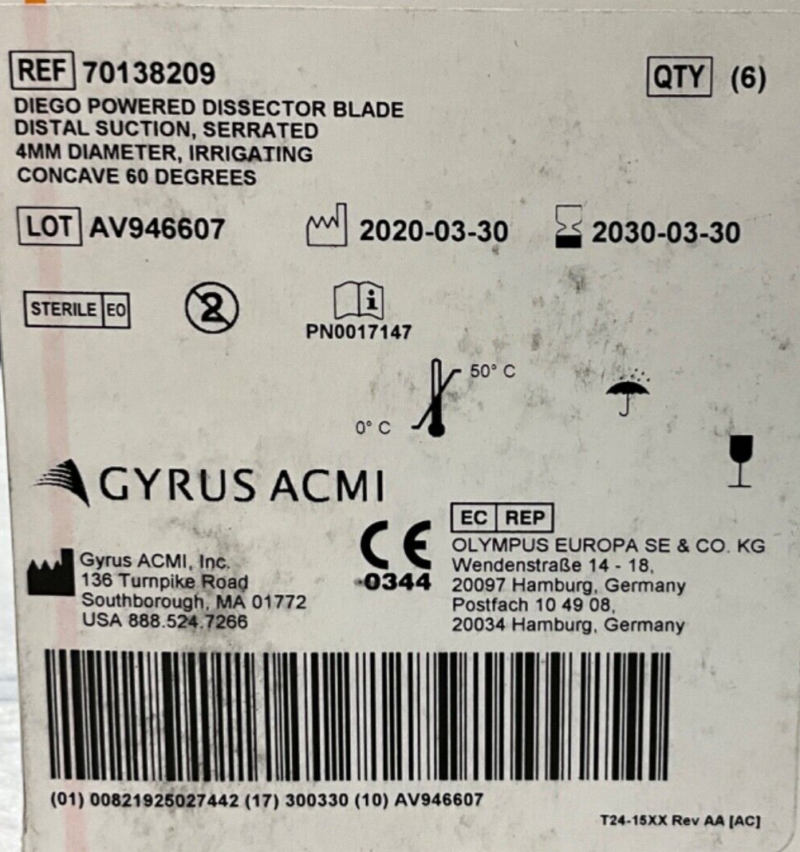 Gyrus ACMI 70138209 Powered Dissector Blade Distal Suction 4MM 2030 ( 1 Piece )