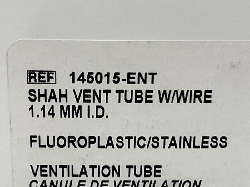 Gyrus ACMI 145015-ENT Shah Vent Tube W/Wire 1.14MM ID Box of 30pc 06/2025