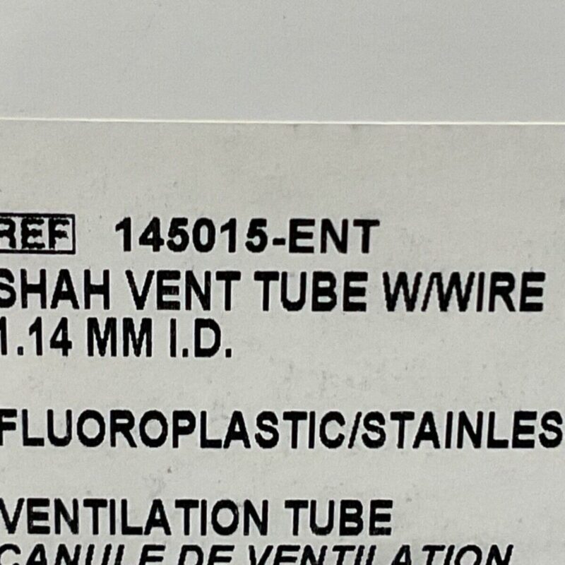 Gyrus ACMI 145015-ENT Shah Vent Tube W/Wire 1.14MM ID Box of 30pc 06/2025