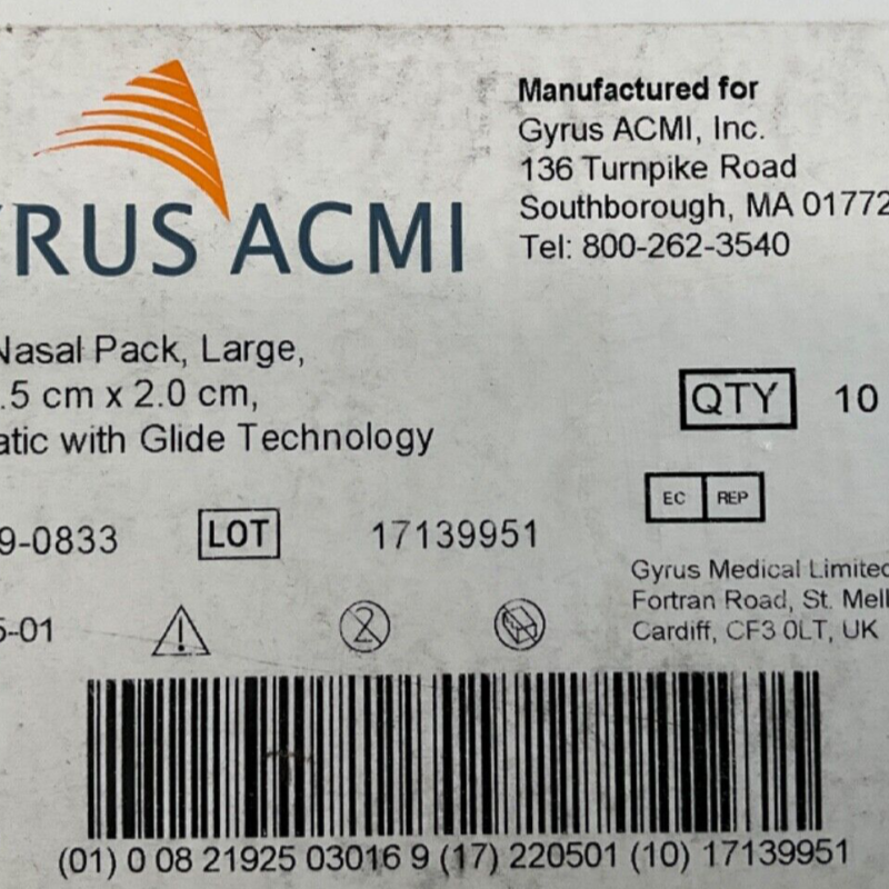 Gyrus ACMI 7089-0833 Glide Nasal Pack ( 1 piece)