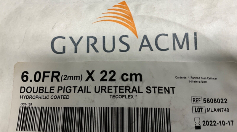 Gyrus ACMI 5606022 Double Pigtail 6.0FR x 22CM