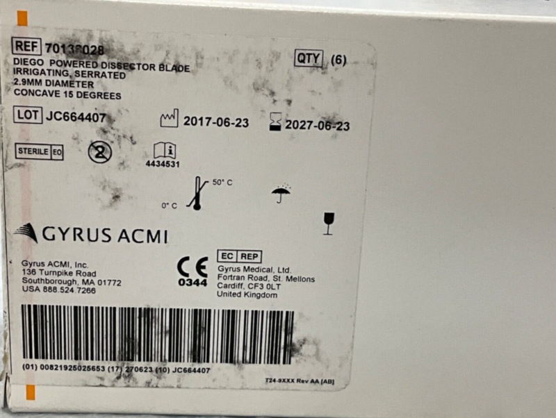 Gyrus ACMI 70138028 Powered Dissector Blade Irrigating 2.9MM 2027 ( 1 Piece )