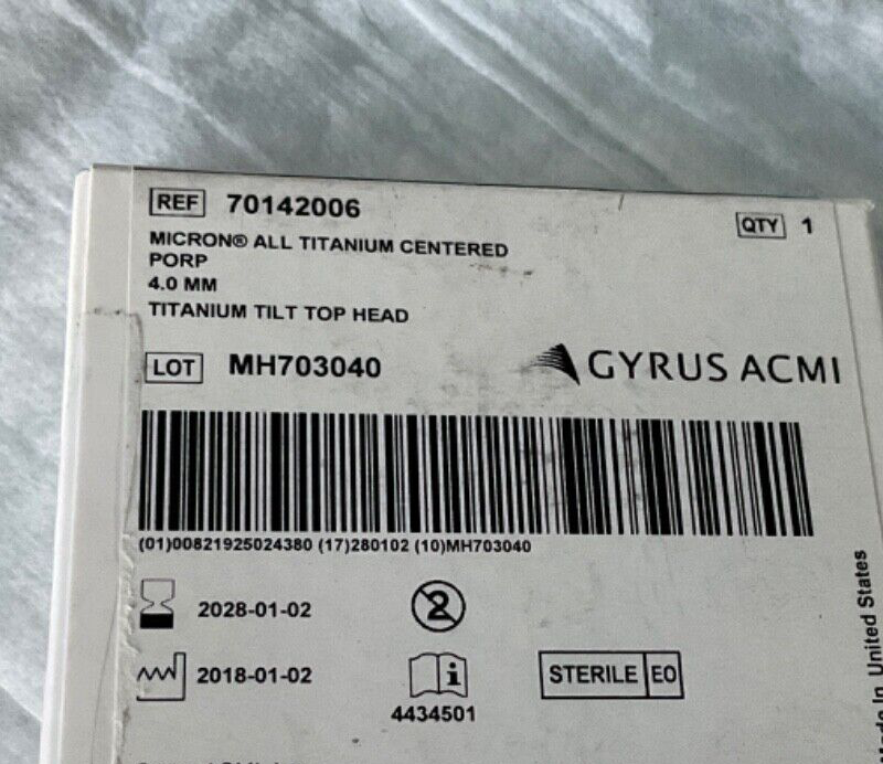 Gyrus ACMI 70142006 Micron All Titanium Centered 2028
