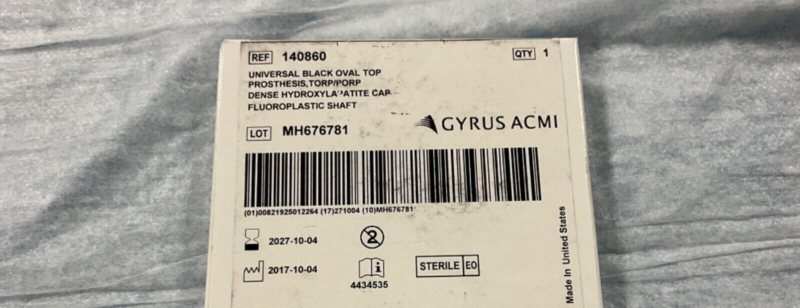 Gyrus ACMI 140860 Universal Black Oval Top Prosthesis 2027