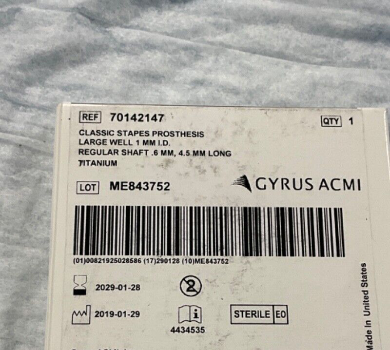 Gyrus ACMI 70142147 Classic Stapes Prothesis 2027-2029