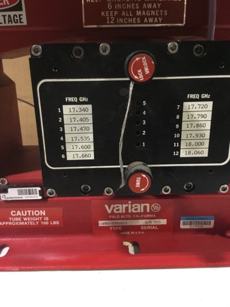 Varian VKU-7791B12 Klystron RF Tube -Ku Band 1.7 kW Satcom 12 Channel - Tested!! - Image 2