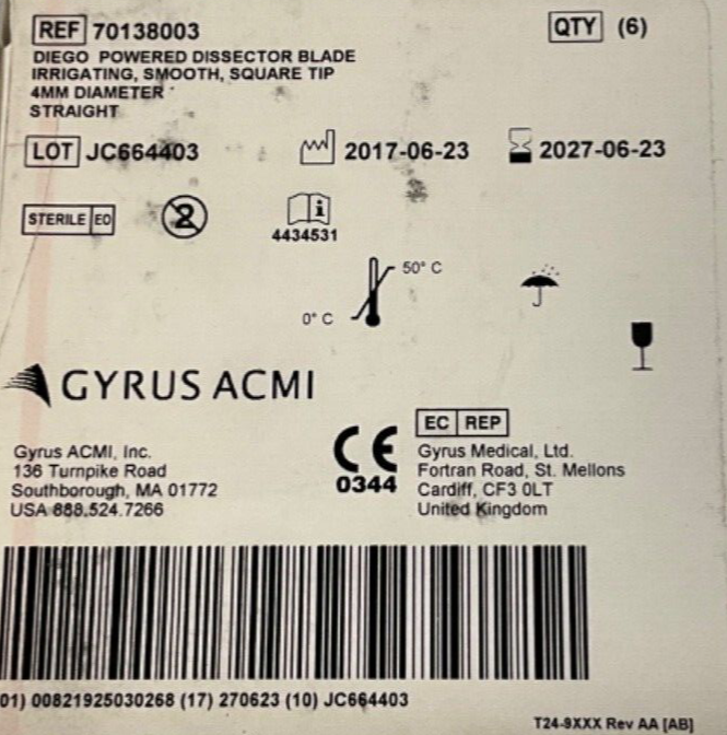 Gyrus ACMI 70138003 Powered Dissector Blade 4MM Diameter 2027 ( 1 Piece )