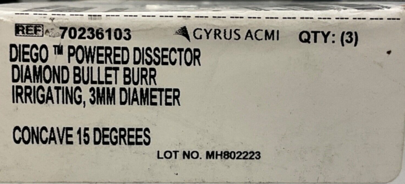 Gyrus ACMI 70236103 Powered Dissector Diamond Bullet 3MM Diameter