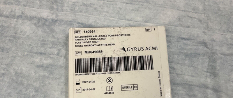 Gyrus ACMI 140964 Goldenberg Malleable Porp Prothesis 2027-2030