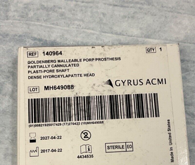 Gyrus ACMI 140964 Goldenberg Malleable Porp Prothesis 2027-2030