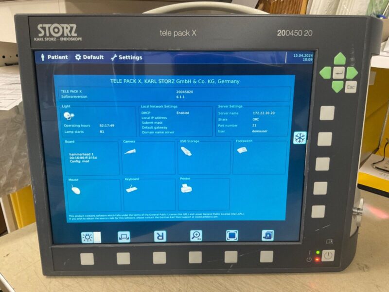 Karl Storz 200450 20 Tele Pack X 1st Generation Light Console ONLY (455 Hours)
