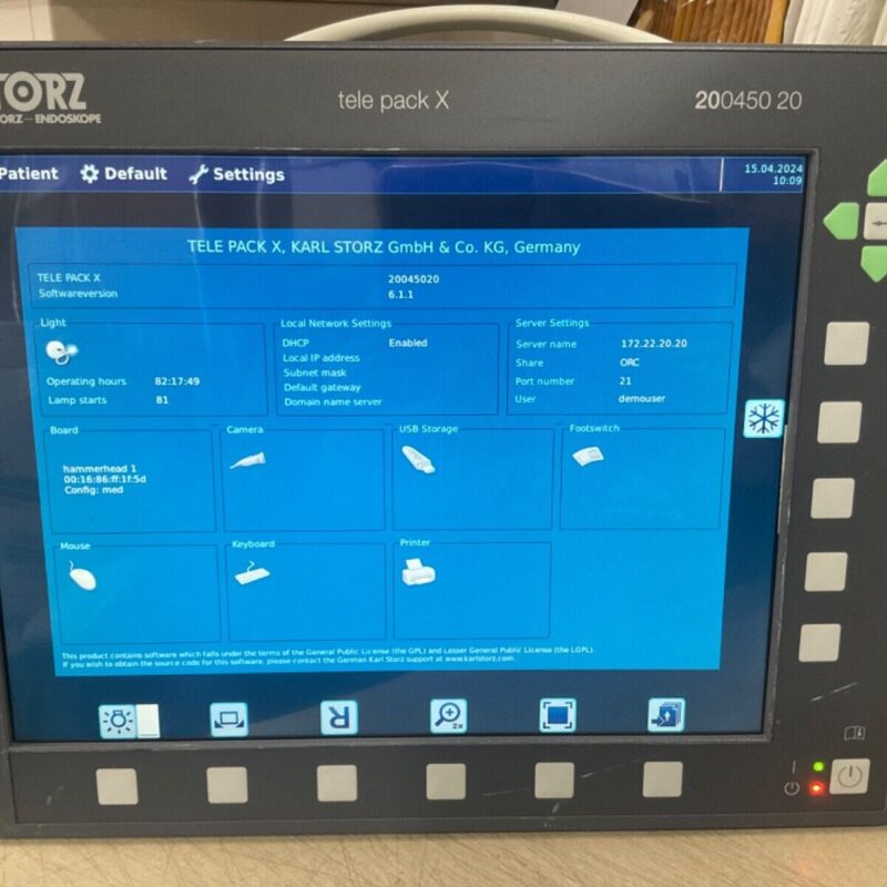 Karl Storz 200450 20 Tele Pack X 1st Generation Light Console ONLY (455 Hours)