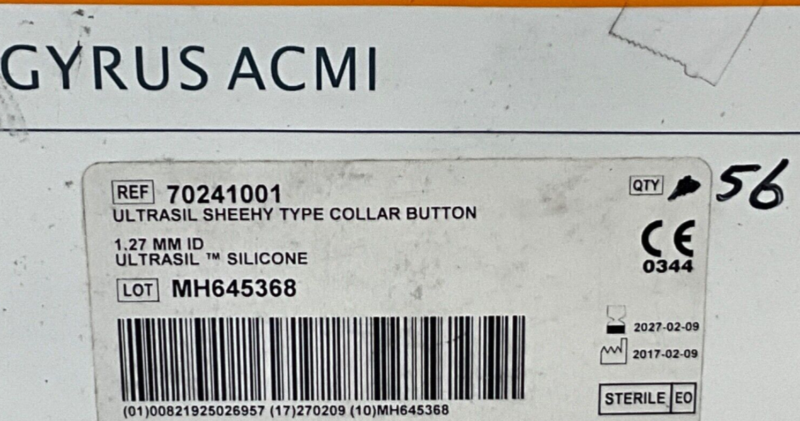 Gyrus ACMI 70241001 Ultrasil Silicon Collar Button 2027!