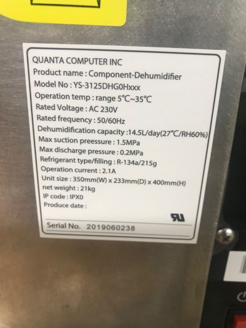 Hydroponics / Bitcoin Mining Dehumidifier 30 Pint, 230V, 500W, 5-35°C, 14.5L - Image 4