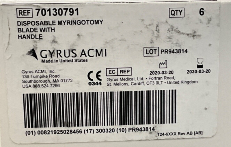 Gyrus ACMI 70130791 Disposable Myringotomy Blade 2030 (1 Piece)