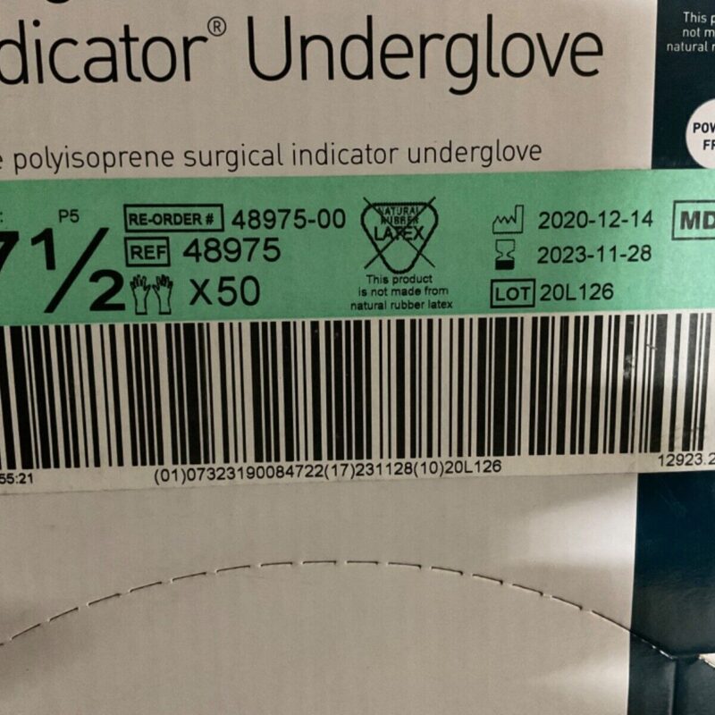 Molnlycke 48975-00 Blue Indicator UnderGloves Size 7 1/2 -