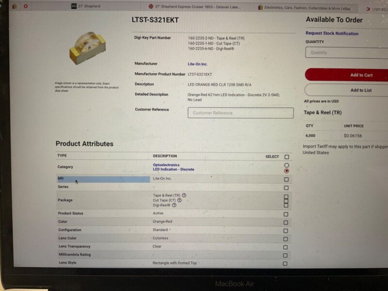 LITEON LED ORANGE SMD package p/n LTST-S321EKT 3000 PCS/ REEL. Factory NEW!!!!!