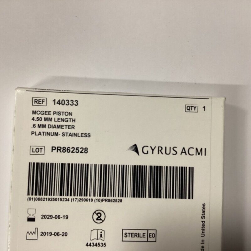 GYRUS ACMI McGee Piston Ref# 140333 4.5mm Length Expires 2029!!