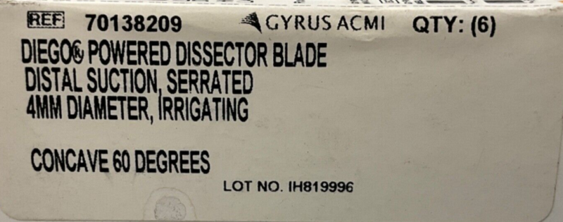 Gyrus ACMI 70138209 Powered Dissector Blade 4MM Diameter (1 Piece)