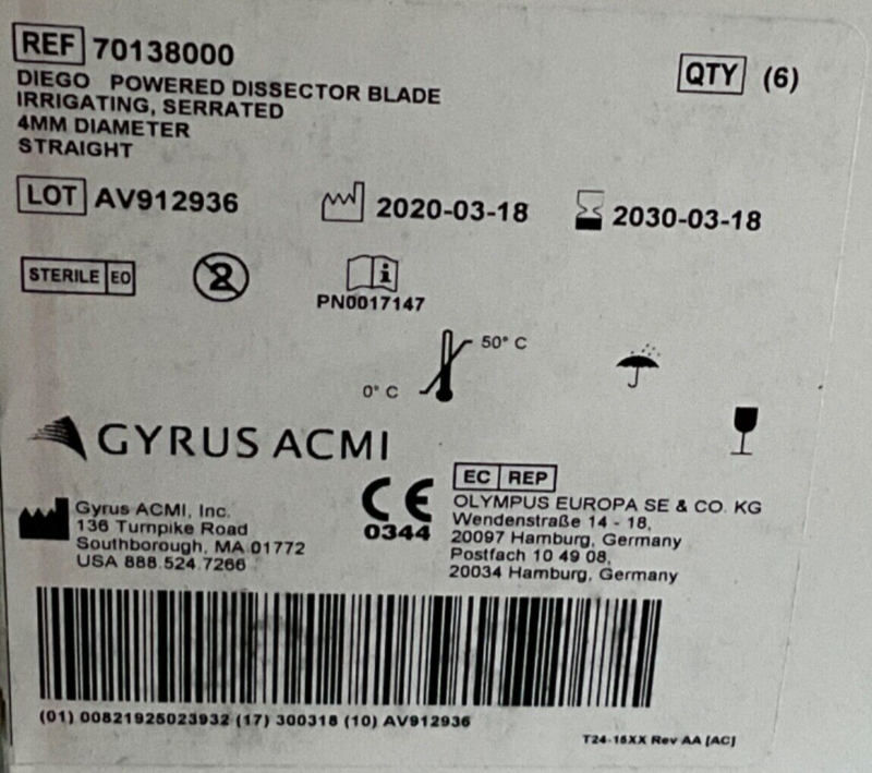 Gyrus ACMI 70138000 Powered Dissector Blade Irrigating 4MM Diameter 2030 - Image 3